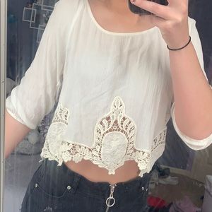 Lace white crop top